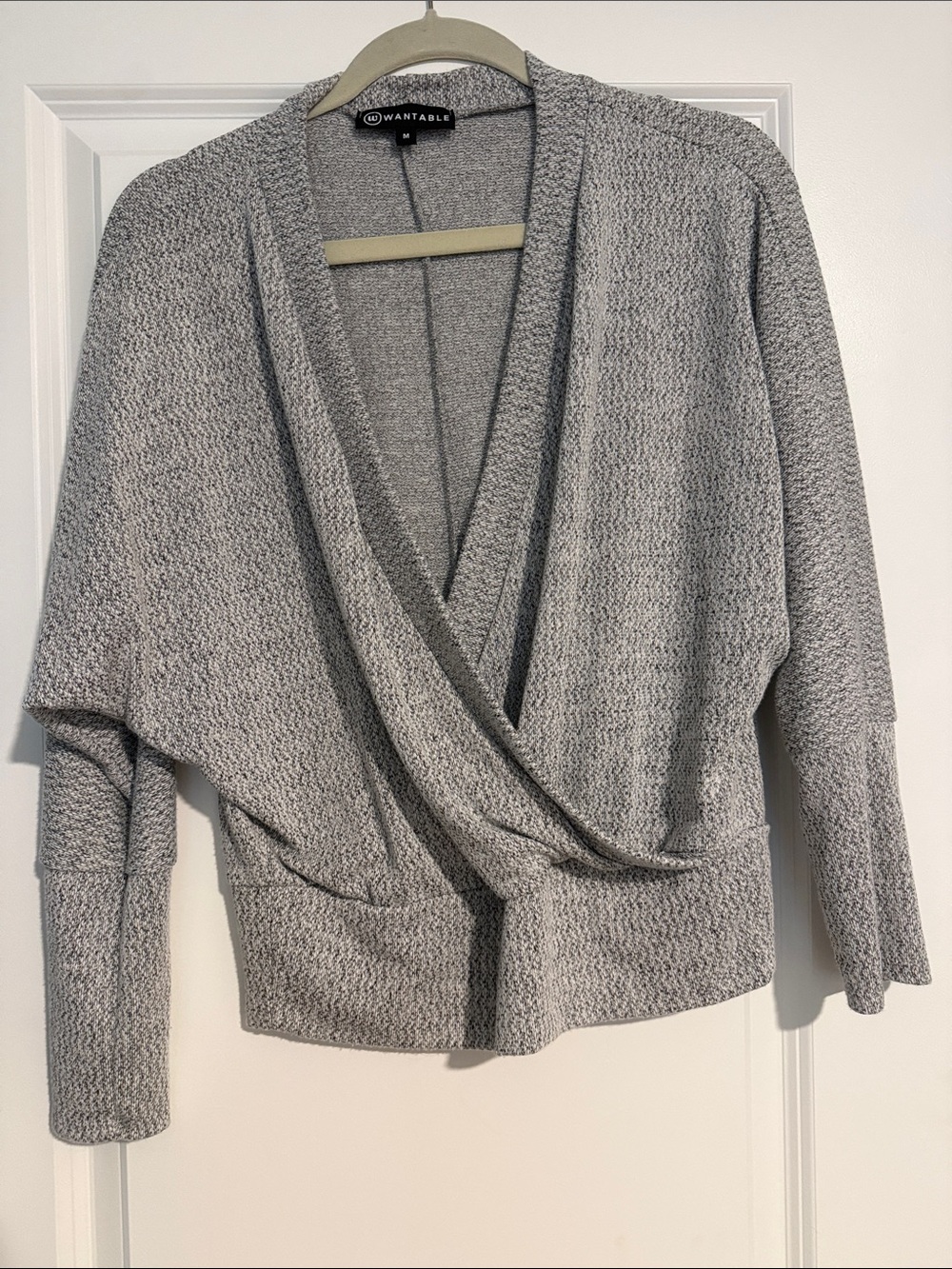 Wantable Light Gray Wrap V-Neck Sweater